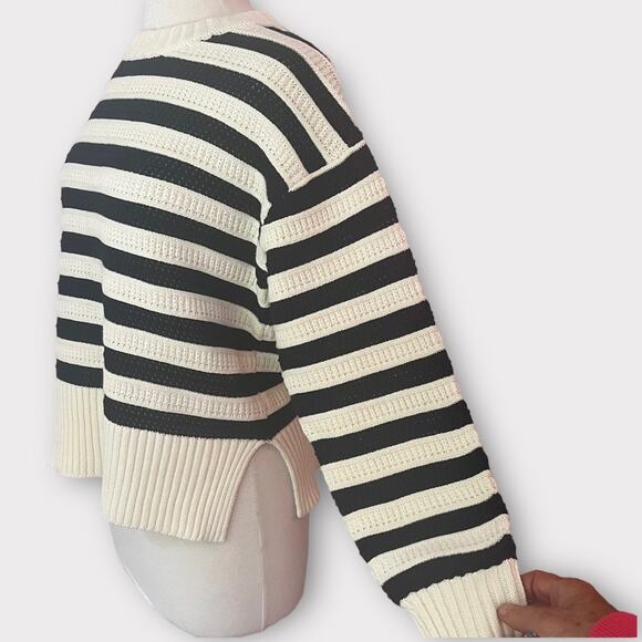 Striped Nautical Sweater Women's Large Chunky Knit Pullover Blue White Coastal - Picture 3 of 11